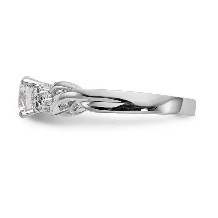 Goldiacom Rings 14k White Gold Diamond Round CZ Criss Cross Engagement Ring