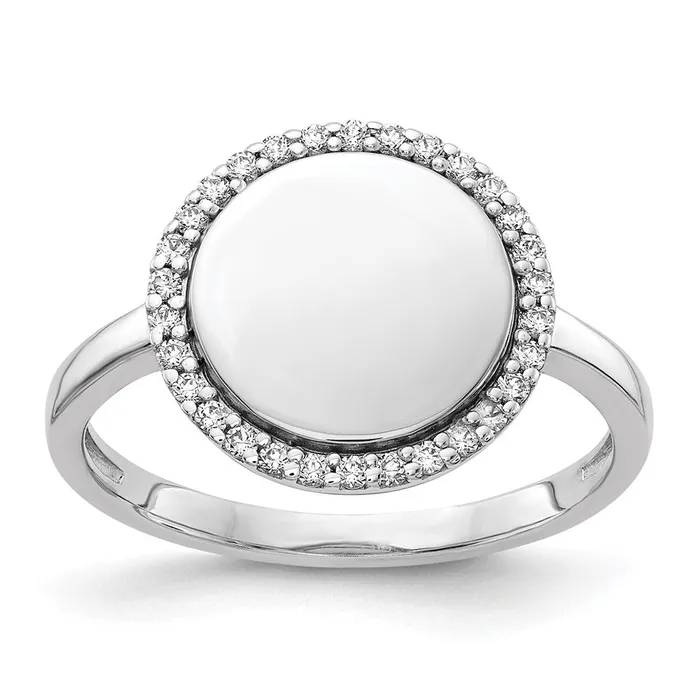 Goldiacom Rings 14k White Gold Real Diamond Engraveable Circle Ring