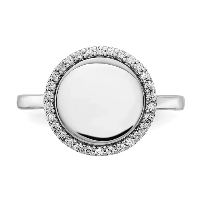 Goldiacom Rings 14k White Gold Real Diamond Engraveable Circle Ring
