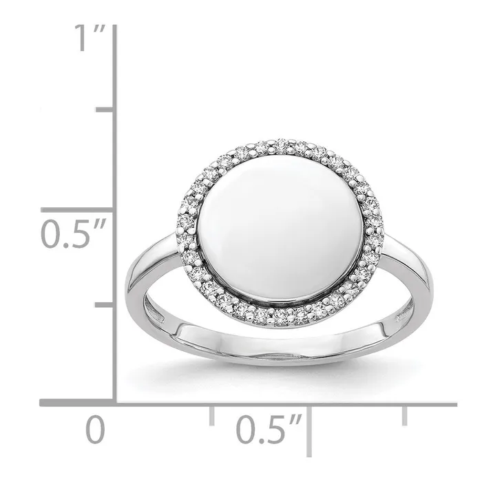 Goldiacom Rings 14k White Gold Real Diamond Engraveable Circle Ring