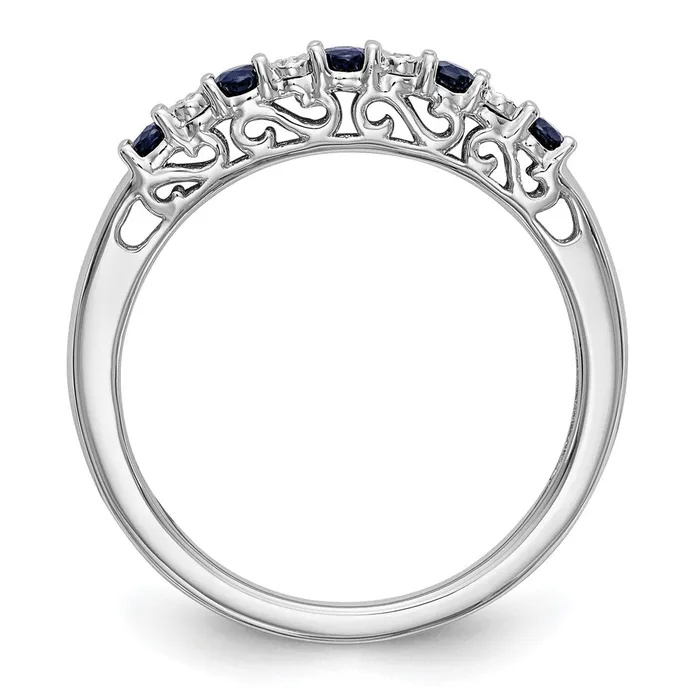 Goldiacom Rings 14k White Gold Real Diamond wSapphire Band