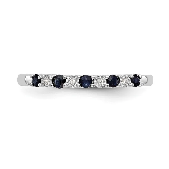 Goldiacom Rings 14k White Gold Real Diamond wSapphire Band