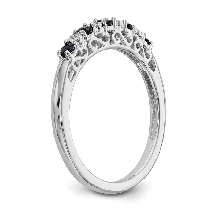Goldiacom Rings 14k White Gold Real Diamond wSapphire Band
