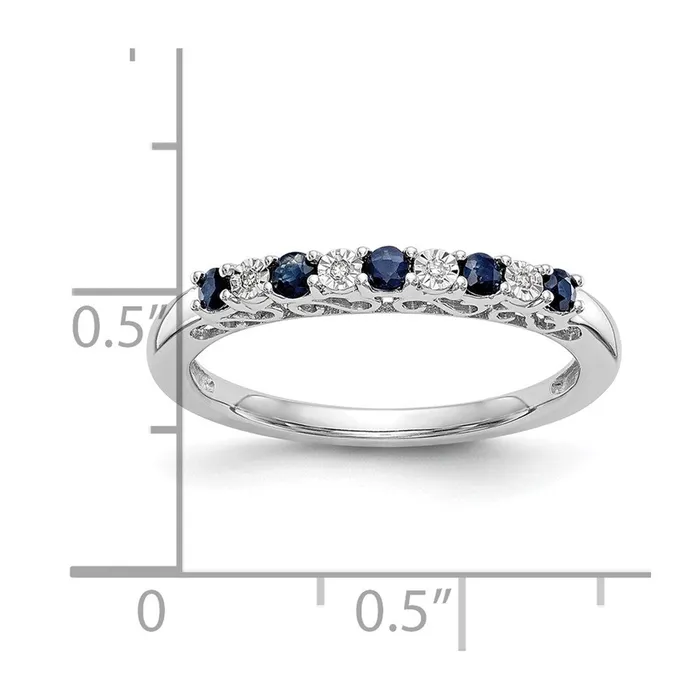 Goldiacom Rings 14k White Gold Real Diamond wSapphire Band