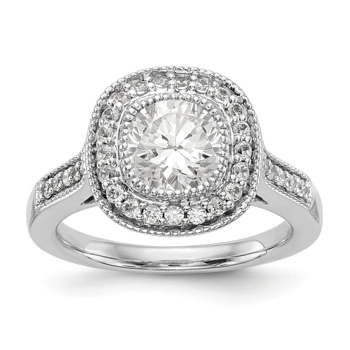 Goldiacom Rings 14K White Gold Round Simulated Diamond Cushion Halo Engagement Ring Goldiacom Rings 14K White Gold Round Simulated Diamond Cushion Halo Engagement Ring