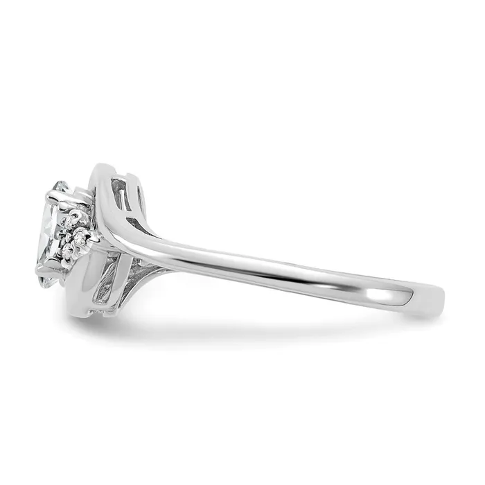 Goldiacom Rings 14k White Gold Topaz and Real Diamond Ring