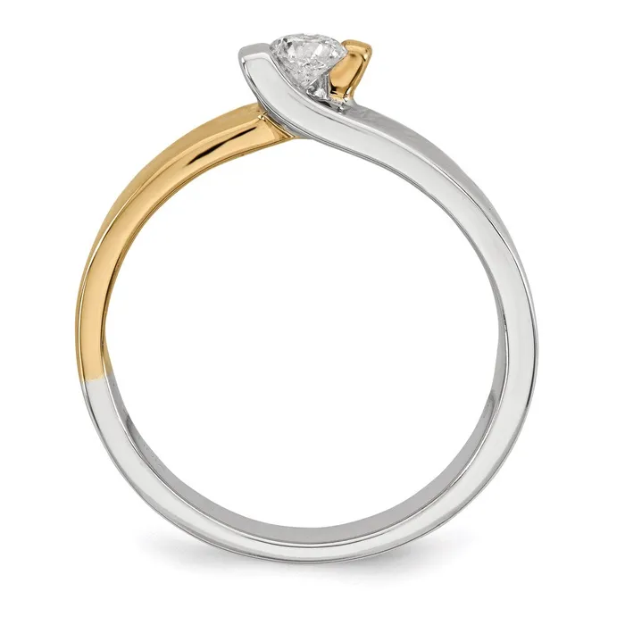 Goldiacom Rings 14K YW Gold Polished Real Diamond Ring