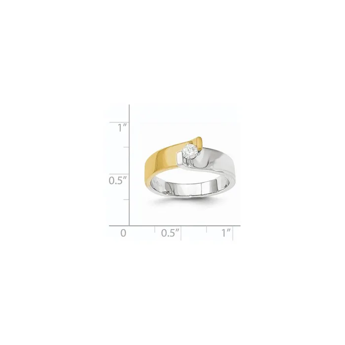 Goldiacom Rings 14K YW Gold Polished Real Diamond Ring