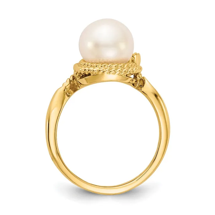 Goldiacom Rings 14K Yellow Gold 85mm FW Cultured Pearl A Real Diamond ring