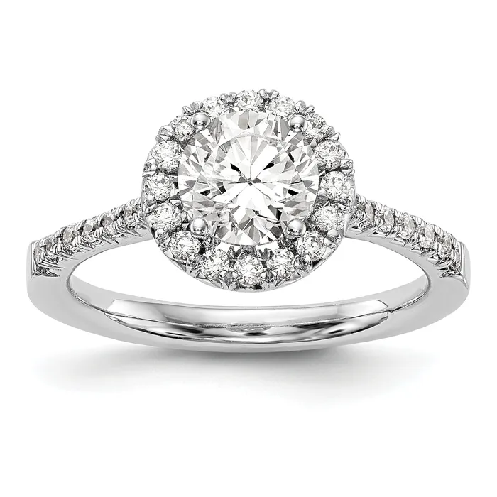 Goldiacom Rings 14kw Round Halo Simulated Diamond Engagement Ring