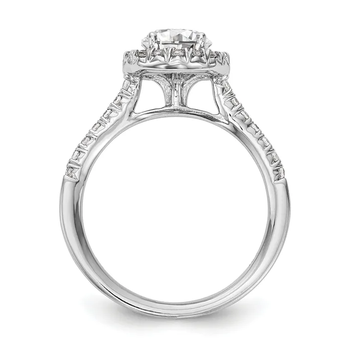 Goldiacom Rings 14kw Round Halo Simulated Diamond Engagement Ring