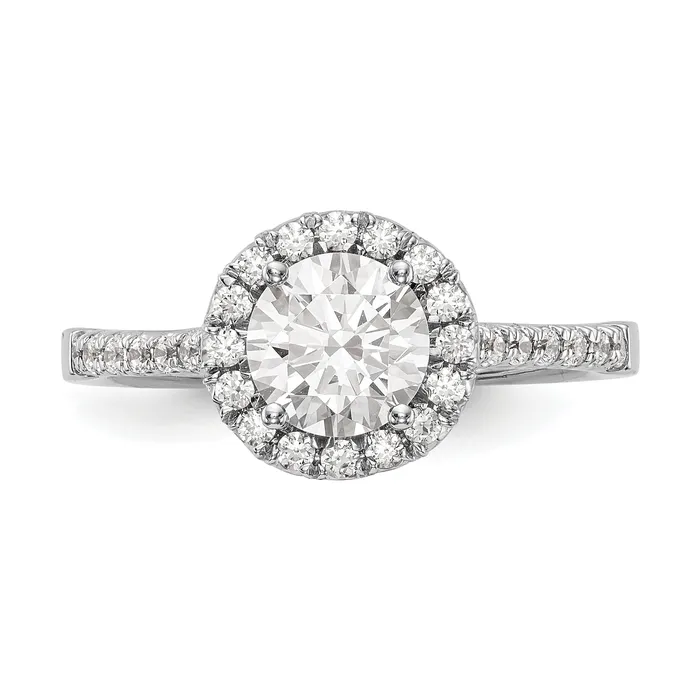 Goldiacom Rings 14kw Round Halo Simulated Diamond Engagement Ring