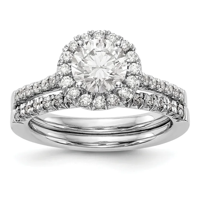 Goldiacom Rings 14kw Round Halo Simulated Diamond Engagement Ring