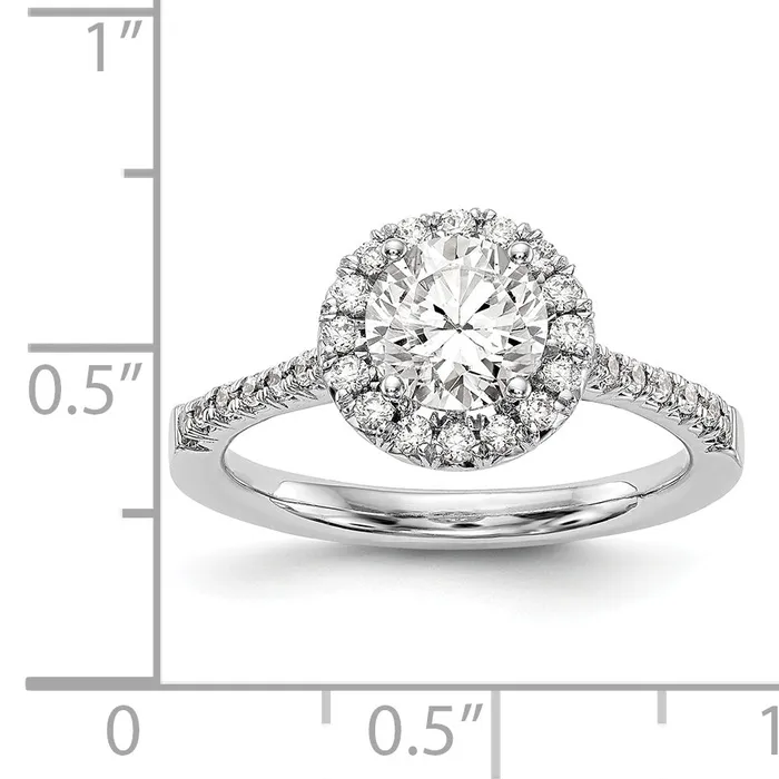 Goldiacom Rings 14kw Round Halo Simulated Diamond Engagement Ring