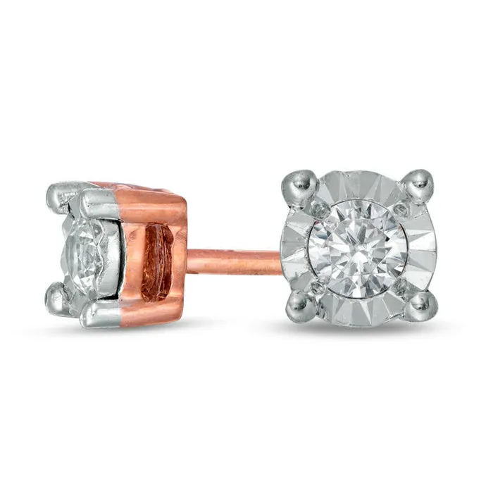 Goldia Earrings 01 CT TW Diamond Solitaire Stud Earrings in 10K Rose Gold