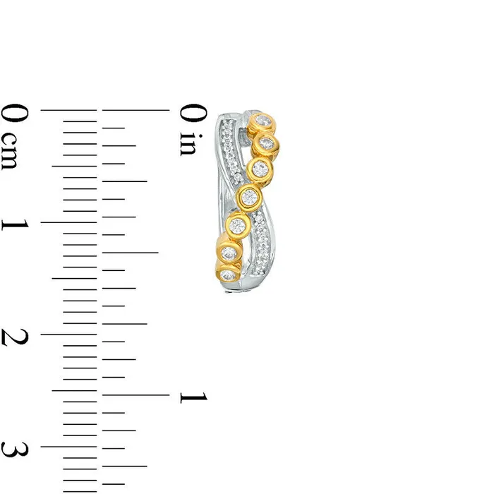 Goldia Earrings 02 CT TW Diamond BezelSet Crossover Hoop Earrings in 10K TwoTone Gold Goldia Earrings 02 CT TW Diamond BezelSet Crossover Hoop Earrings in 10K TwoTone Gold