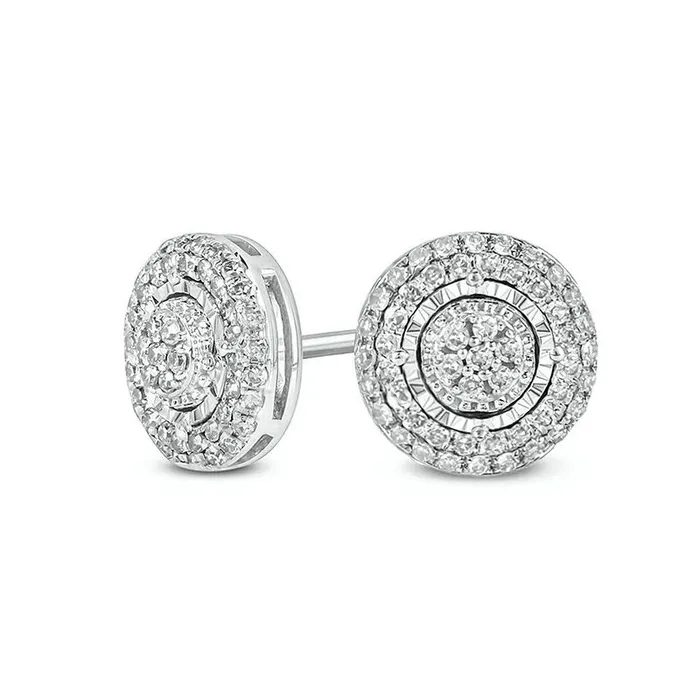 Goldia Earrings 025 CT TW Composite Diamond Double Frame Stud Earrings in 10K White Gold Goldia Earrings 025 CT TW Composite Diamond Double Frame Stud Earrings in 10K White Gold