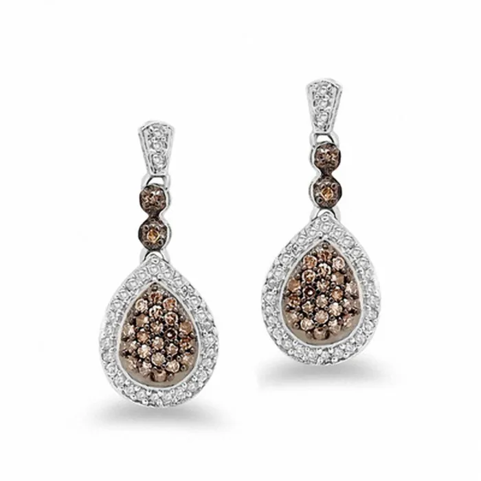 Goldia Earrings 033 CT TW Champagne and White Diamond Teardrop Earrings in 10K White Gold Goldia Earrings 033 CT TW Champagne and White Diamond Teardrop Earrings in 10K White Gold