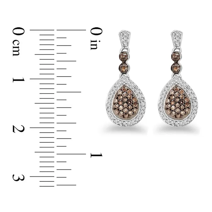 Goldia Earrings 033 CT TW Champagne and White Diamond Teardrop Earrings in 10K White Gold Goldia Earrings 033 CT TW Champagne and White Diamond Teardrop Earrings in 10K White Gold