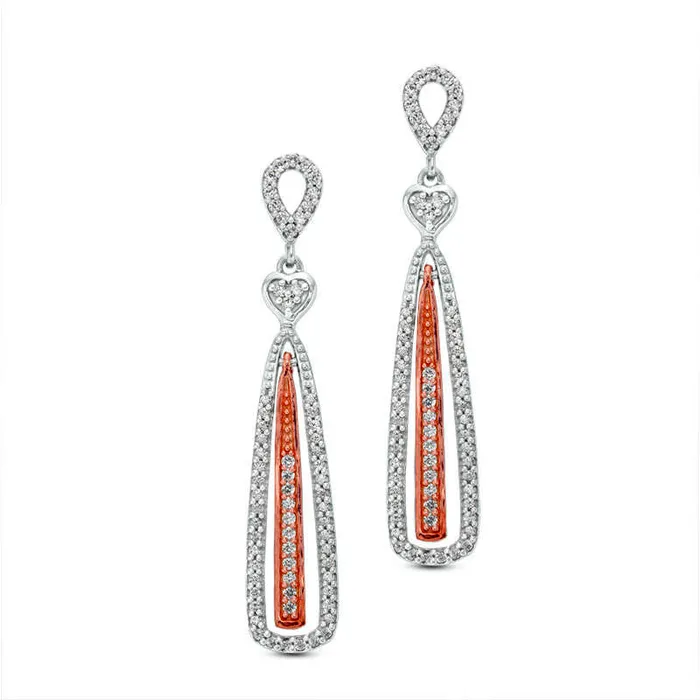 Goldia Earrings 038 CT TW Diamond Pendulum Drop Earrings in 10K TwoTone Gold Goldia Earrings 038 CT TW Diamond Pendulum Drop Earrings in 10K TwoTone Gold