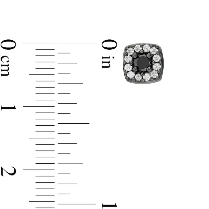Goldia Earrings 038 CT TW Enhanced Black and White Diamond Cushion Frame Stud Earrings in 10K White Gold with Black Rhodium Goldia Earrings 038 CT TW Enhanced Black and White Diamond Cushion Frame Stud Earrings in 10K White Gold with Black Rhodium