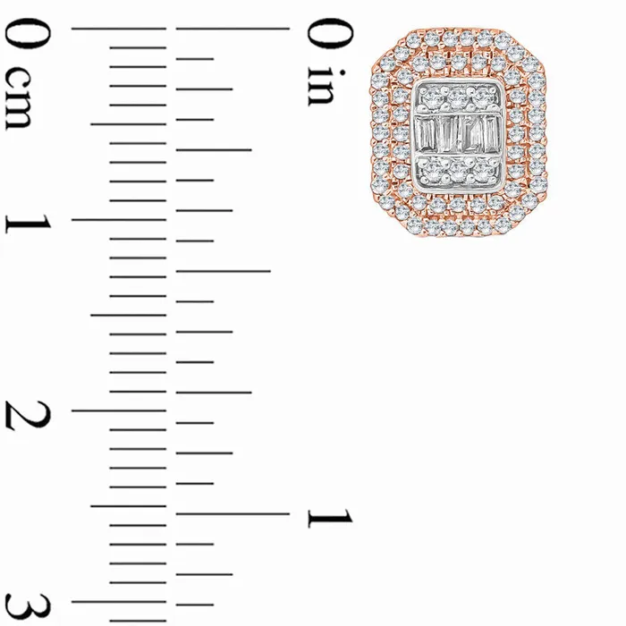 Goldia Earrings 05 CT TW Composite Baguette and Round Diamond Octagon Frame Stud Earrings in 10K Rose Gold Goldia Earrings 05 CT TW Composite Baguette and Round Diamond Octagon Frame Stud Earrings in 10K Rose Gold