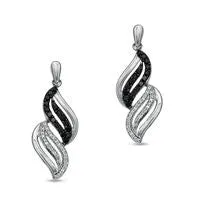 Goldia Earrings 05 CT TW Enhanced Black and White Diamond Wave Drop Earrings in Sterling Silver Goldia Earrings 05 CT TW Enhanced Black and White Diamond Wave Drop Earrings in Sterling Silver