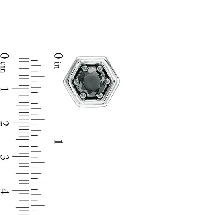 Goldia Earrings 05 CT TW Enhanced Black Diamond Solitaire Hexagon Stud Earrings in 10K White Gold Goldia Earrings 05 CT TW Enhanced Black Diamond Solitaire Hexagon Stud Earrings in 10K White Gold