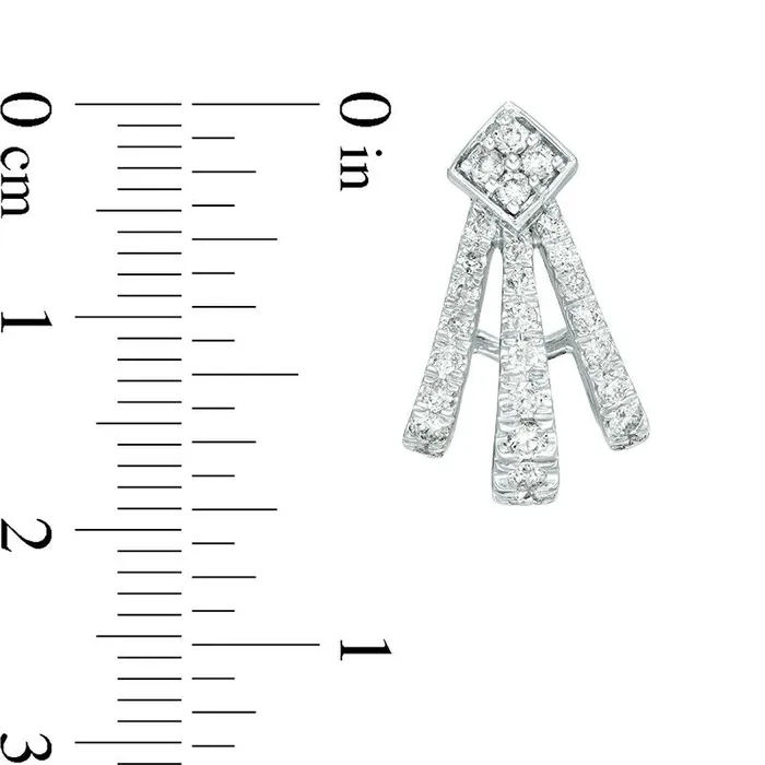 Goldia Earrings 1 CT TW Diamond Fan JHoop Earrings in 10K White Gold Goldia Earrings 1 CT TW Diamond Fan JHoop Earrings in 10K White Gold