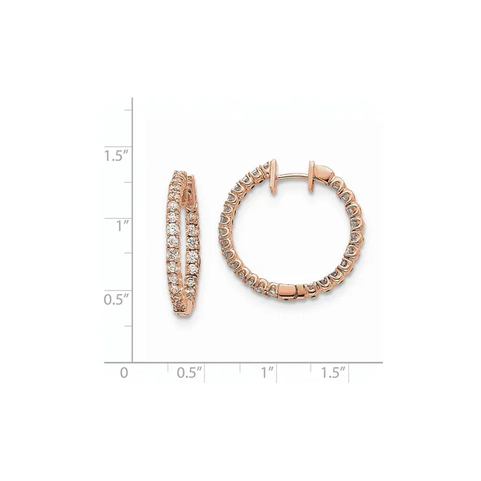 Goldia Earrings 14k Rose Gold AAA Real Diamond Hinged Hoop Earrings