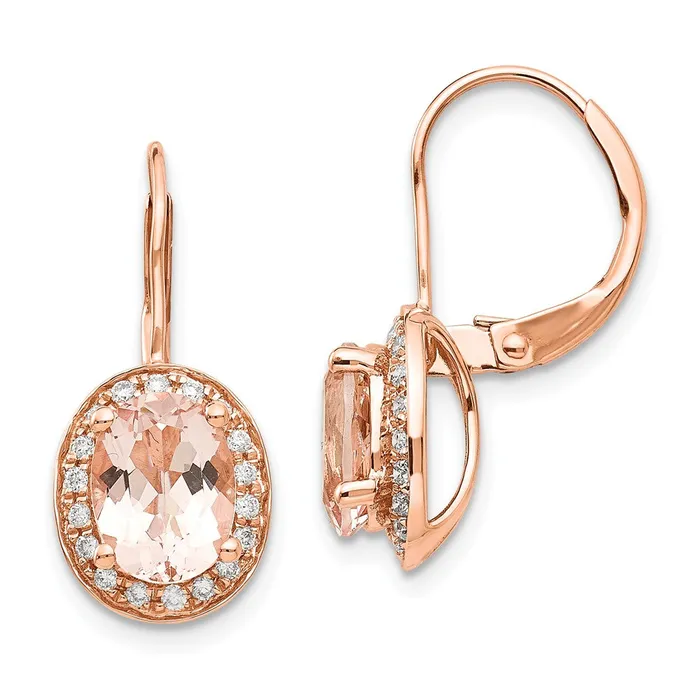 Goldia Earrings 14k Rose Gold Morganite u0026 Diamond Earring
