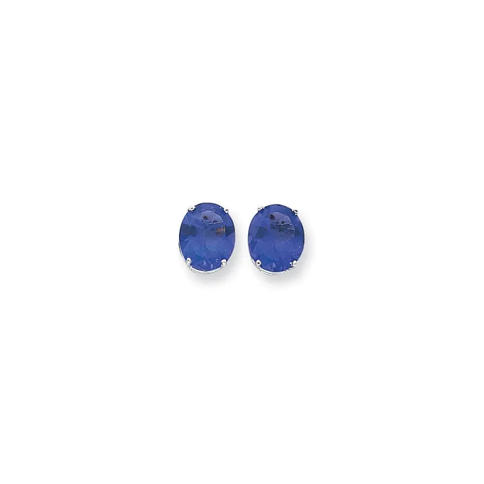 Goldia Earrings 14k White Gold 12x10mm Oval Tsavorite Earrings