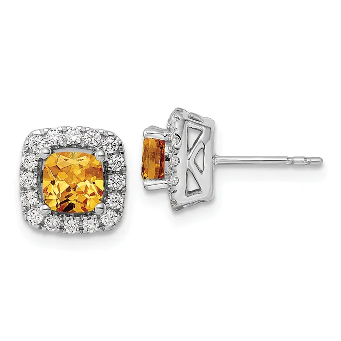 Goldia Earrings 14k White Gold 38 Ct Lab Grown Diamond VSSI G November Birthstone Citrine Halo Post Earrings Goldia Earrings 14k White Gold 38 Ct Lab Grown Diamond VSSI G November Birthstone Citrine Halo Post Earrings