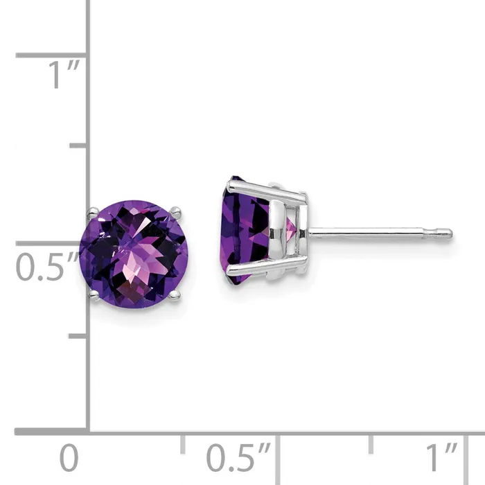 Goldia Earrings 14k White Gold 7mm Amethyst Checker Earrings