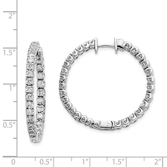 Goldia Earrings 14k White Gold AAA Real Diamond Hinged Hoop Earrings