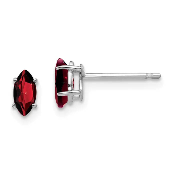 Goldia Earrings 14k White Gold Garnet Marquise Stud Earring