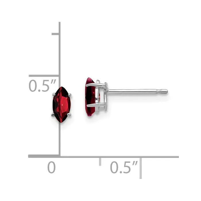 Goldia Earrings 14k White Gold Garnet Marquise Stud Earring