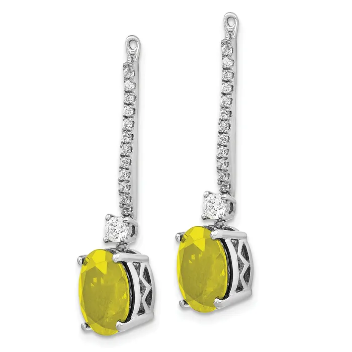 Goldia Earrings 14K White Gold Lab Grown VSSI G Diamond Created Yellow Sapphire Earring Ja