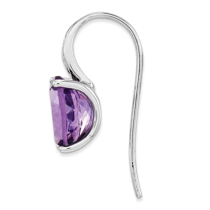 Goldia Earrings 14k White Gold Real Diamond and Amethyst Oval Dangle Earrings