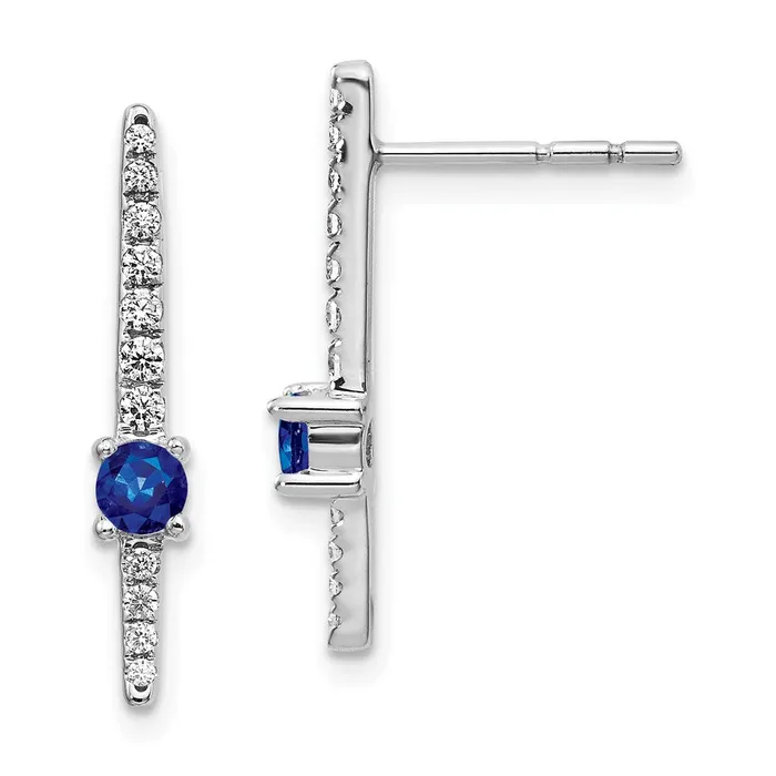 Goldia Earrings 14k White Gold Real Diamond and Sapphire Fancy Earrings