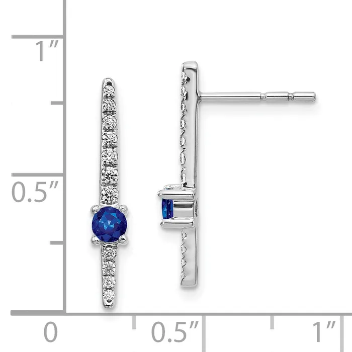 Goldia Earrings 14k White Gold Real Diamond and Sapphire Fancy Earrings
