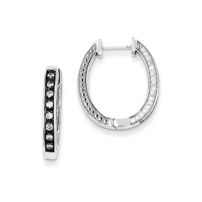 Goldia Earrings 14K White Gold Real Diamond Black Rhodiumplated Hinged Hoop Earrings Goldia Earrings 14K White Gold Real Diamond Black Rhodiumplated Hinged Hoop Earrings