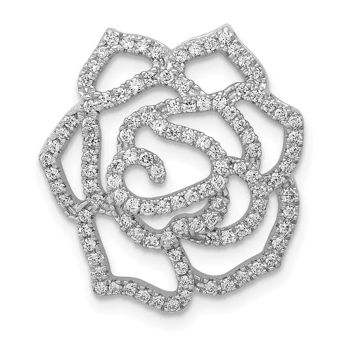 Goldia Earrings 14k White Gold Real Diamond Fancy Flower Chain Slide