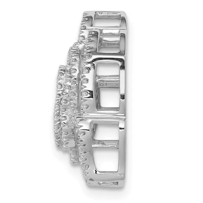 Goldia Earrings 14k White Gold Real Diamond Fancy Flower Chain Slide