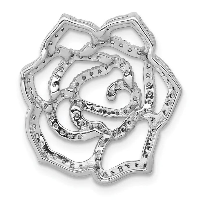 Goldia Earrings 14k White Gold Real Diamond Fancy Flower Chain Slide