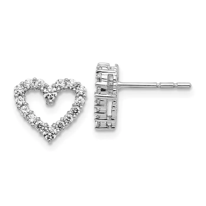 Goldia Earrings 14k White Gold Real Diamond Heart Earrings