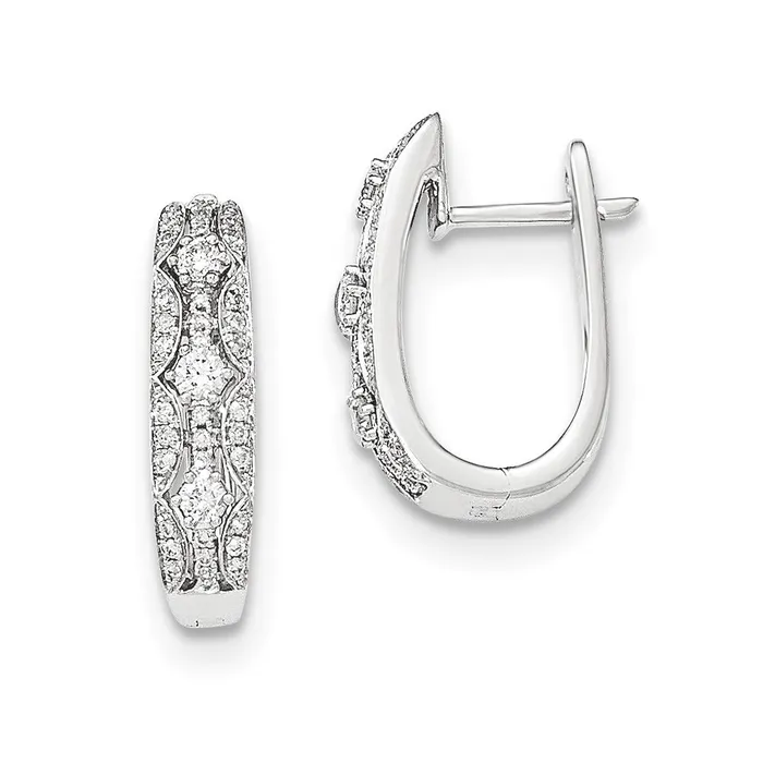 Goldia Earrings 14k White Gold Real Diamond Hinged Post Earrings