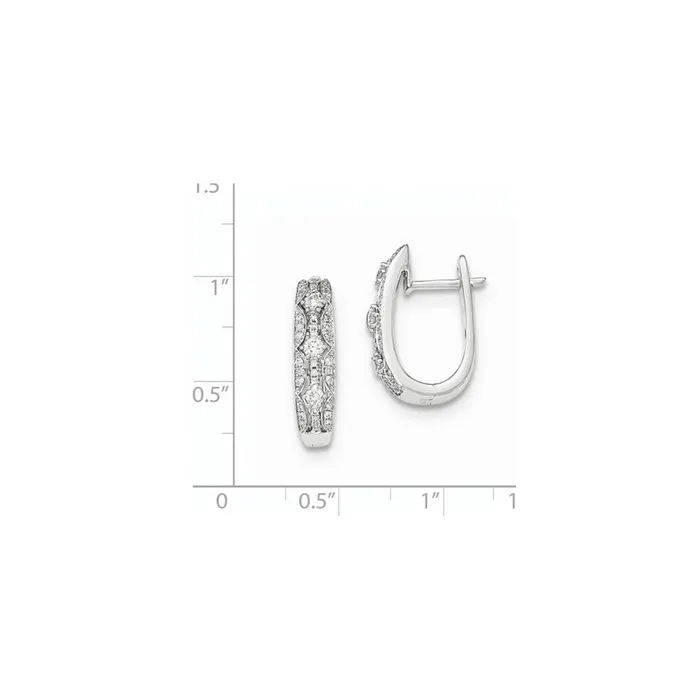 Goldia Earrings 14k White Gold Real Diamond Hinged Post Earrings