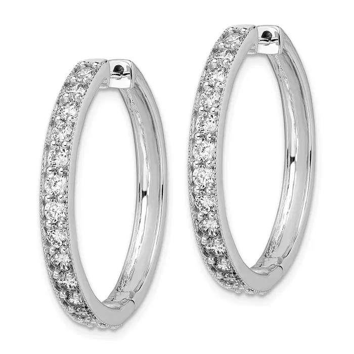 Goldia Earrings 14k White Gold Real Diamond Milgrain Hinged Hoop Earrings