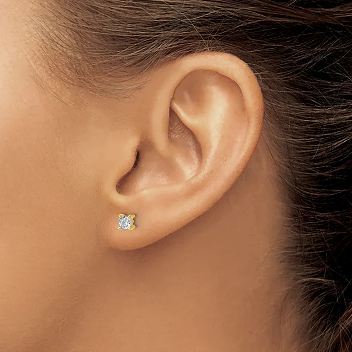 Goldia Earrings 14k Yellow Gold 34 ctw Certified Lab Grown Diamond VSSI G Cushion 4 Prong Heavy Wt Stud Earrings